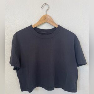 Nuuds Cropped Tee New Black Crew Neck Boxy T-shirt Size M 100% Cotton Women’s